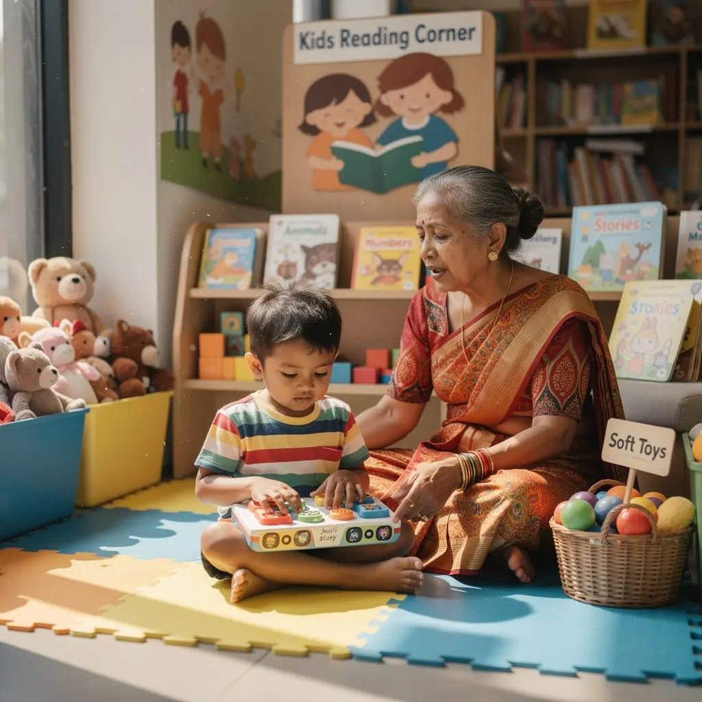 A cheerful group of children participating in a book club discussion, animatedly sharing their thoughts.